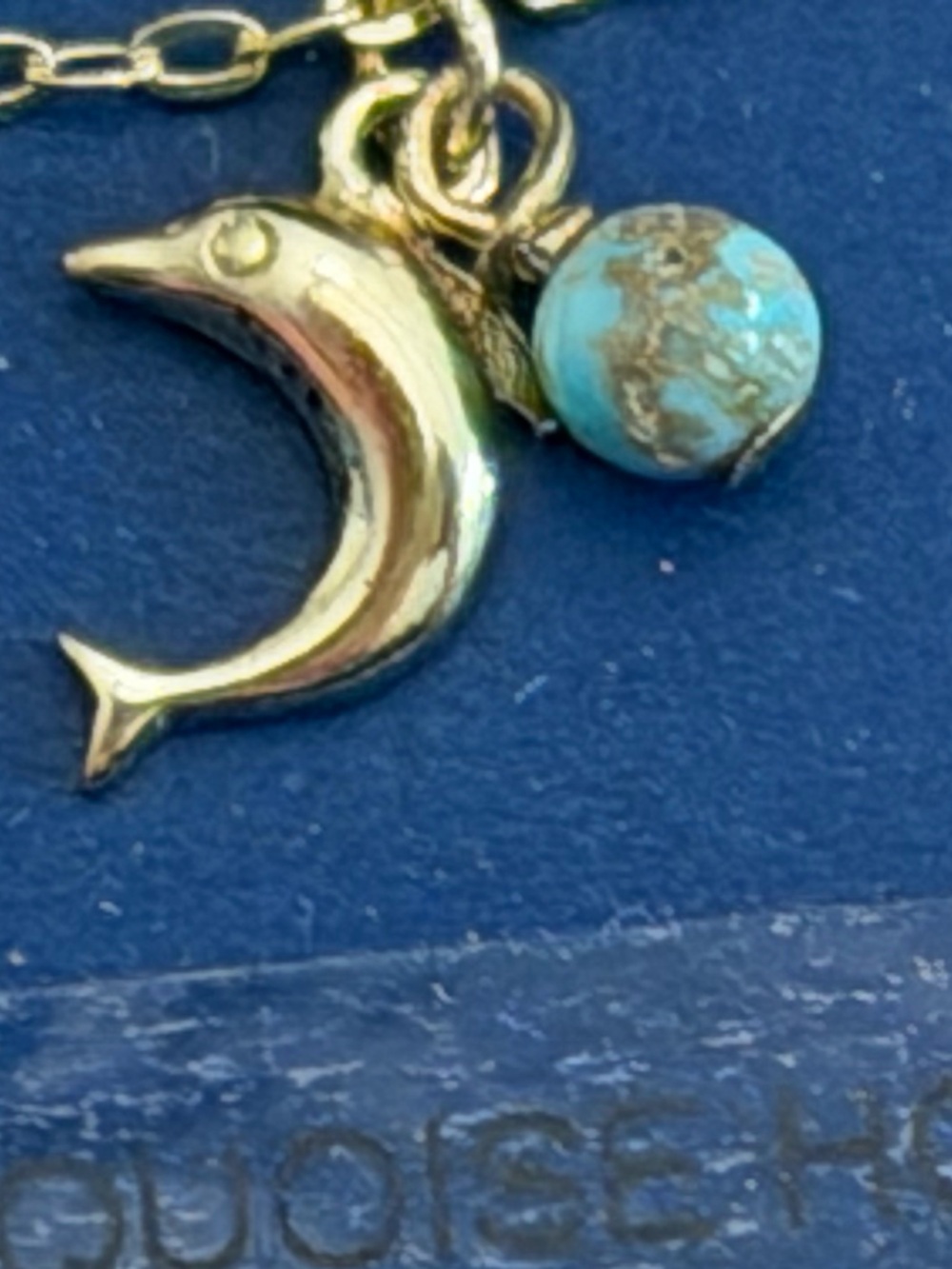 Dolphin and Howlite Anklet gold over silver